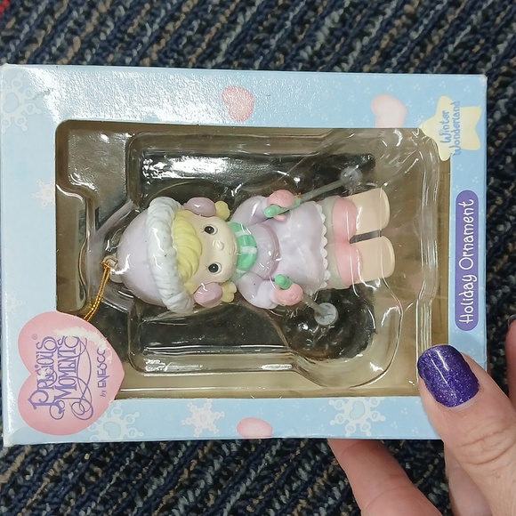 Precious Moments Other - Vintage Precious Moments 1997 Ornament Blond Girl Skiing on Skis Purple Pink